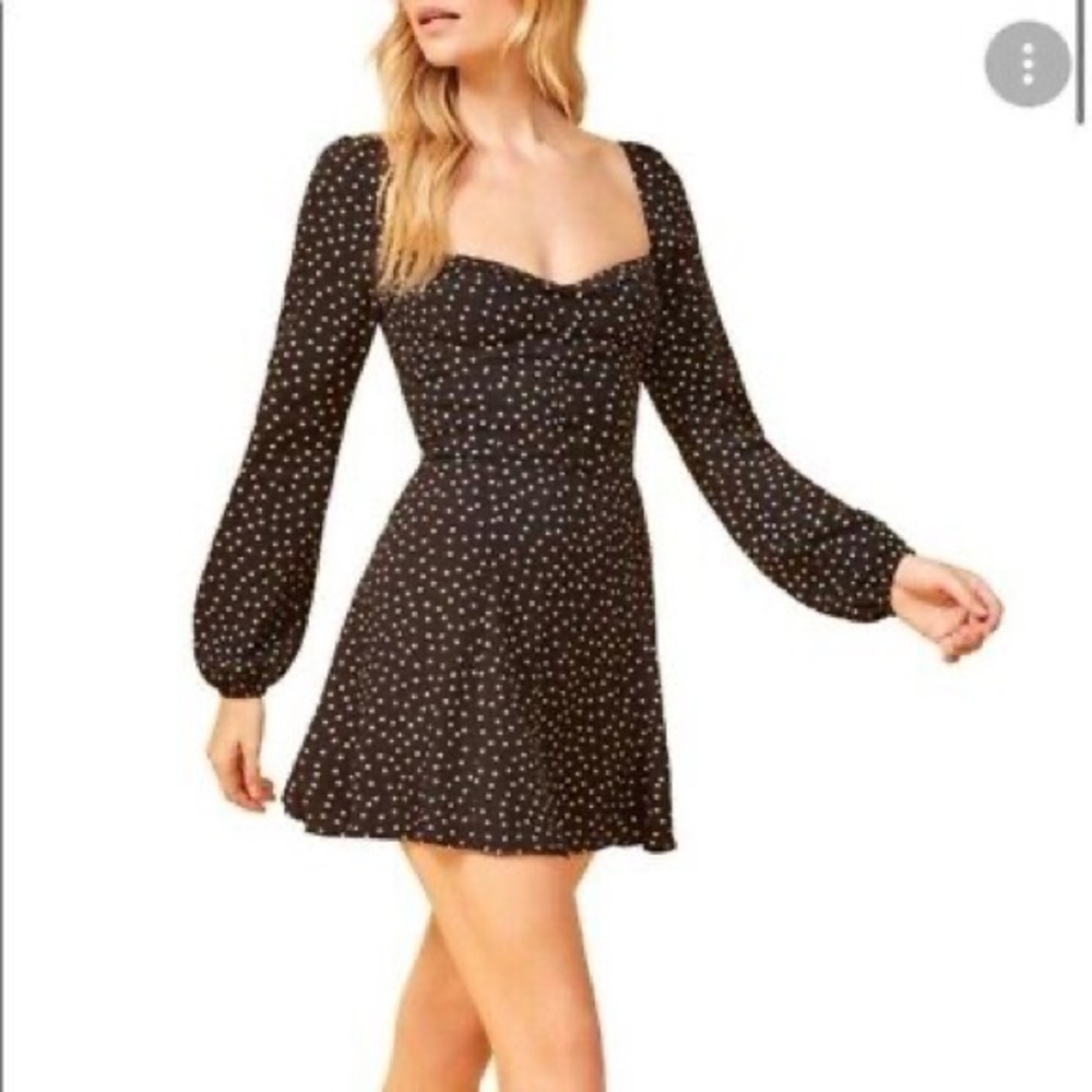REFORMATION Black Polka Dot Dress